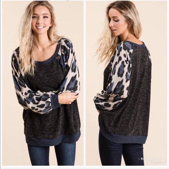 ❤️LAST Leopard Sweater Knit Top with aPuff Sleeves - Picture 2 of 8